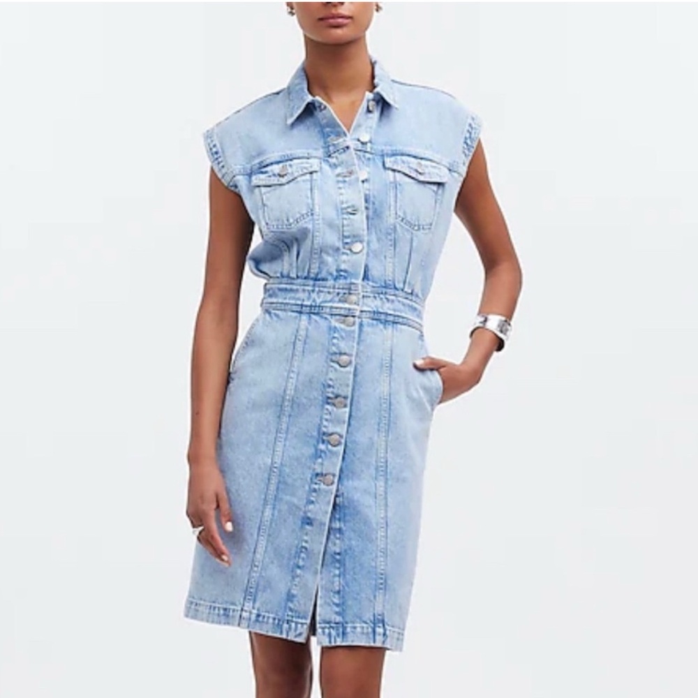 Madewell cap sleeve denim dress NWT